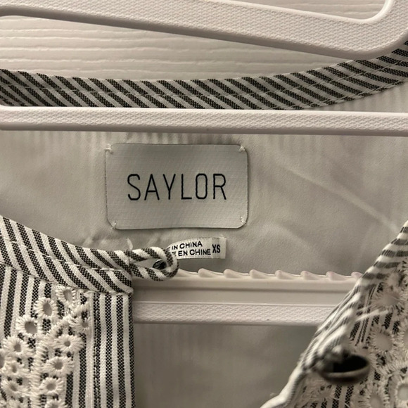 Saylor Dresses Saylor Maliyah Striped Eyelet Midi Dress xs - Picture 5 of 5